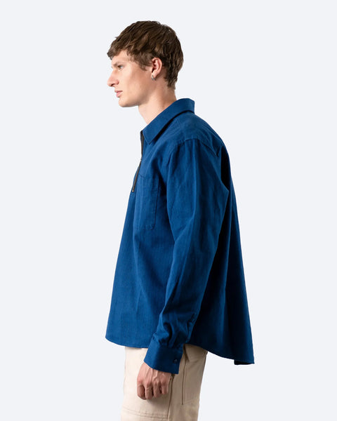 Far Afield AFS1044 Day Shirt - Half Zip In Blue