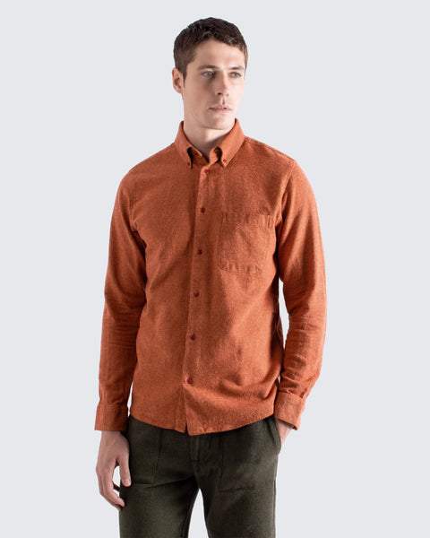 Far Afield AFS938 Mod Button Down Shirt In Red / Yellow - Brushed Dobby