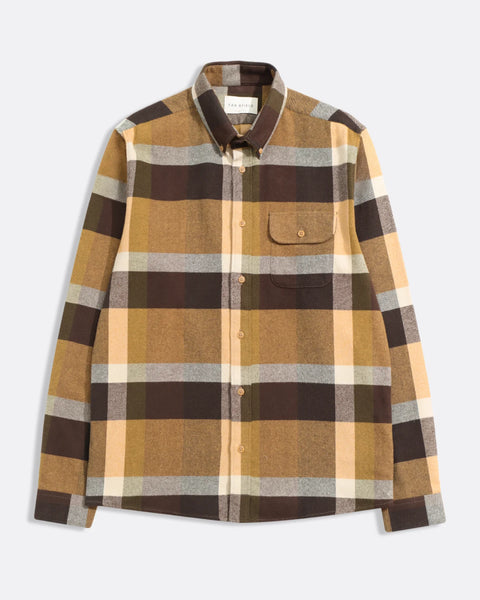 Far Afield AFS953 Larry Shirt In Yellow / Multi Checked Flannel