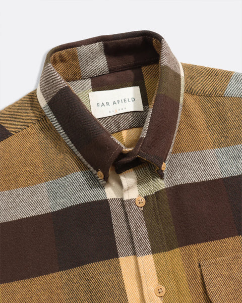 Far Afield AFS953 Larry Shirt In Yellow / Multi Checked Flannel