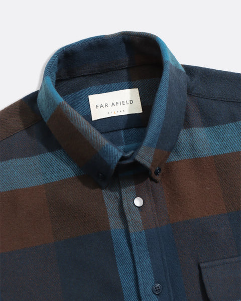 Far Afield AFS955 Larry Shirt In Blue / Multi - Checked Flannel