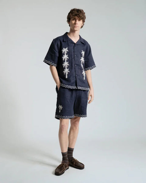 Far Afield AFS988 Veloso Shirt In Blue - Flock Palms