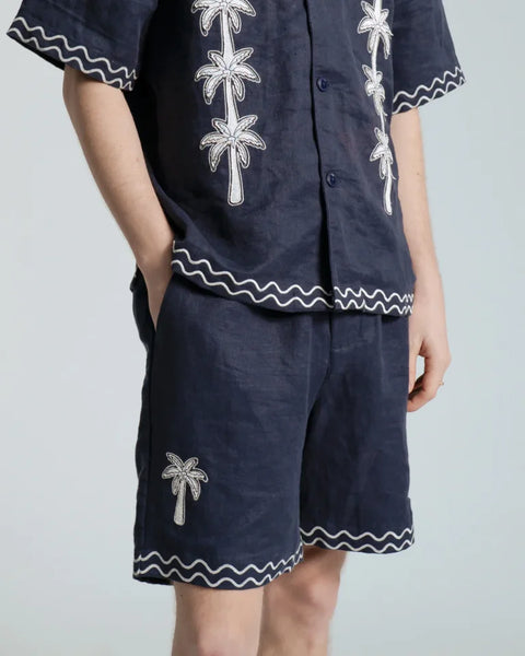 Far Afield AFS988 Veloso Shirt In Blue - Flock Palms