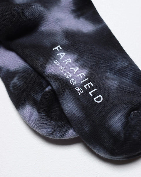 Far Afield AFSK200 Tie Dye Socks In Black/Silver Blue