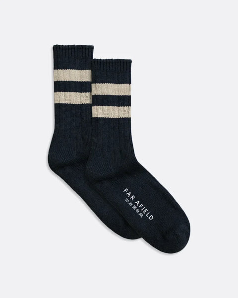 Far Afield AFSK218 Dos Stripe Socks In Blue