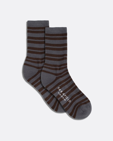 Far Afield AFSK226 Ribbed Stripe In Grey/Brown