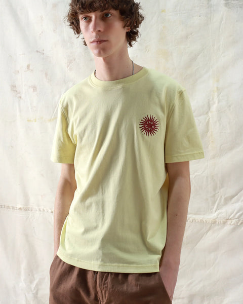 Far Afield AFTS305 Crewneck T Shirt In FA Sol Print Dusty Yellow