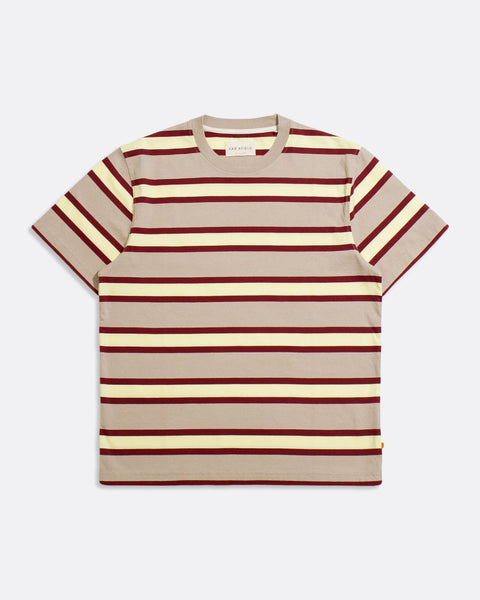 Far Afield AFTS311 Crewneck T Shirt Yarn Dyed Stripes In Peyote Sand/Multi