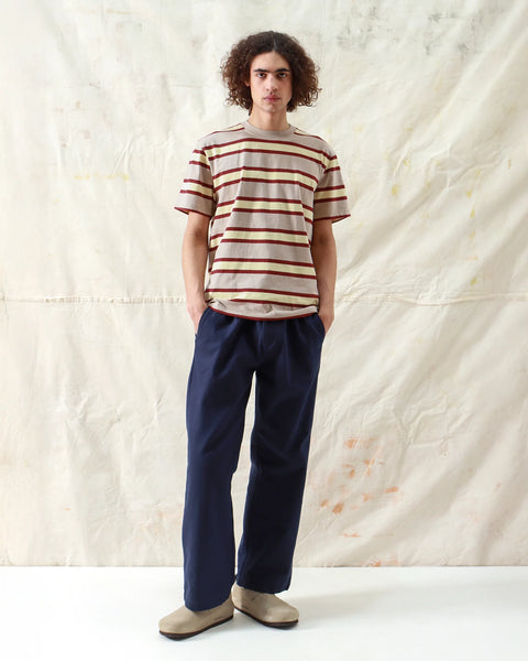 Far Afield AFTS311 Crewneck T Shirt Yarn Dyed Stripes In Peyote Sand/Multi