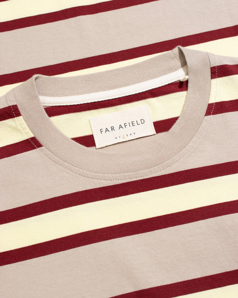 Far Afield AFTS311 Crewneck T Shirt Yarn Dyed Stripes In Peyote Sand/Multi