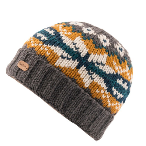 Kusan Pk2101 Beanie Turn Up Hat Grey Mustard
