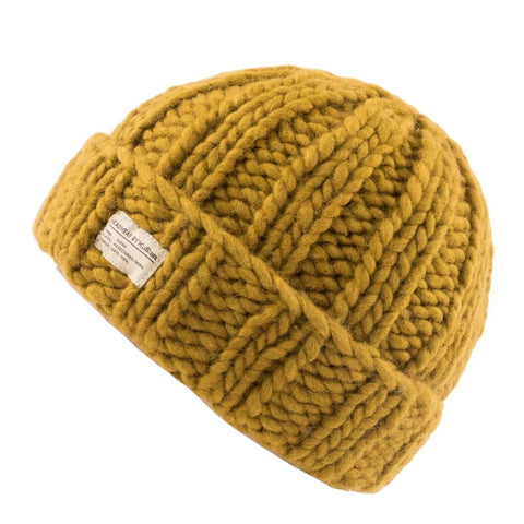 Kusan PK2525 Beanie Turn Up Thick Yarn Olive