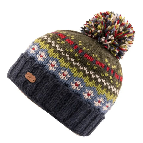 Kusan Pk2004 Bobble Hat Turn Up Blue Green