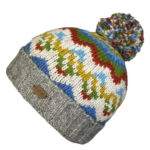 Kusan PK2256 Bobble Hat Turn Up Grey Orange