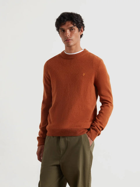 Farah F4GFF060 Maidstone Crew Sweat In Burnt Ochre