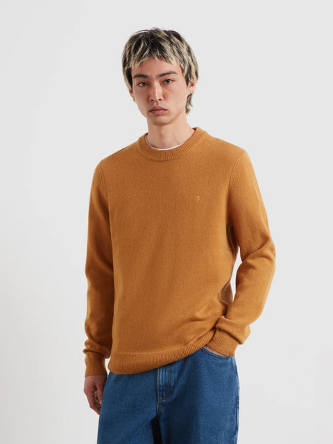 Farah F4GFF060 Maidstone Crew Sweat In Rust Yellow