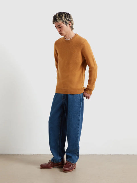 Farah F4GFF060 Maidstone Crew Sweat In Rust Yellow