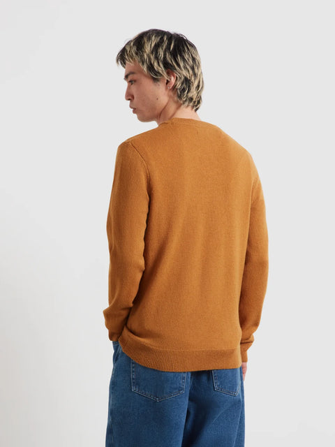 Farah F4GFF060 Maidstone Crew Sweat In Rust Yellow