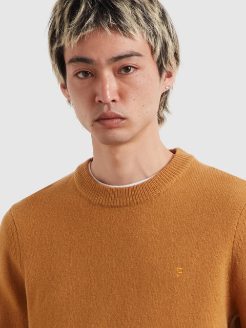 Farah F4GFF060 Maidstone Crew Sweat In Rust Yellow