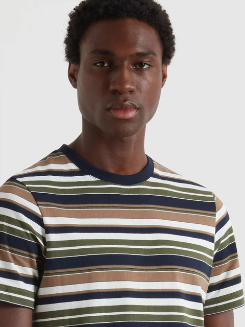 Farah F4KFF008 Weir Stripe Ss Tee - In Rosemary
