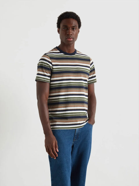 Farah F4KFF008 Weir Stripe Ss Tee - In Rosemary