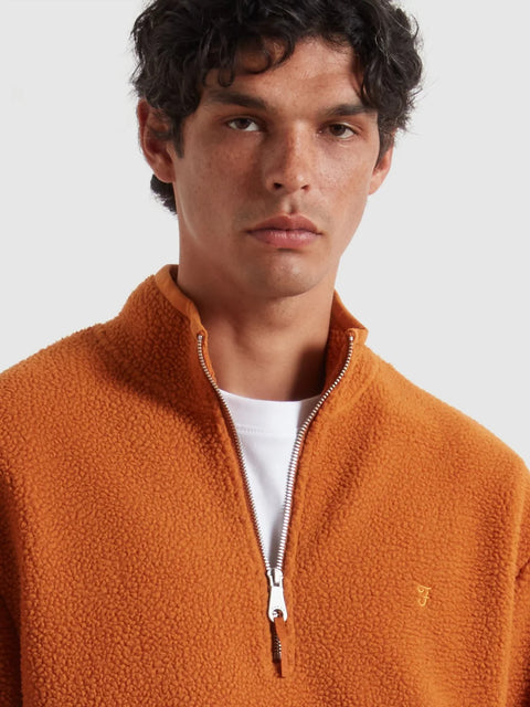 Farah F4KFF016 Mews Fleece - Gold F In Burnt Ochre