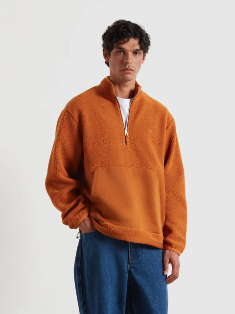 Farah F4KFF016 Mews Fleece - Gold F In Burnt Ochre