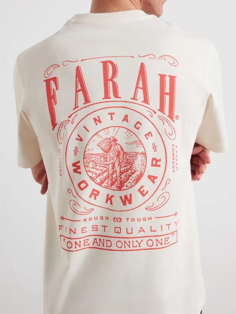 Farah F4KFG012 Haise Graphic Ss Tee In Ecru