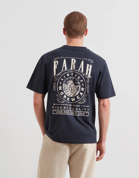 Farah F4KFG012 Haise Graphic Ss Tee In True Navy