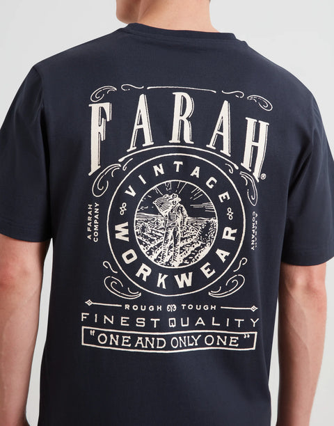 Farah F4KFG012 Haise Graphic Ss Tee In True Navy