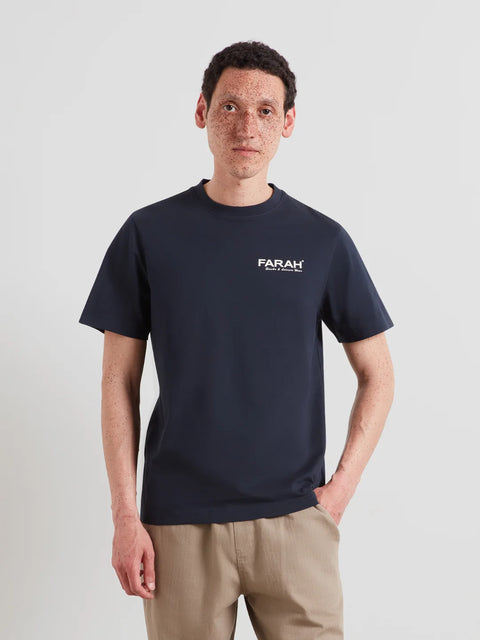 Farah F4KSG053 Clissold Graphic Tee In True Navy