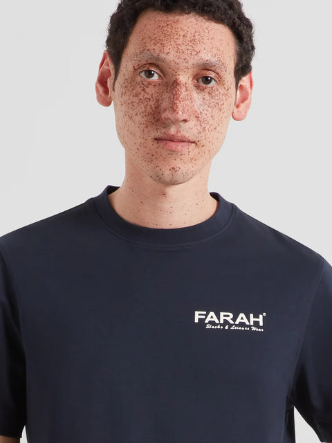 Farah F4KSG053 Clissold Graphic Tee In True Navy