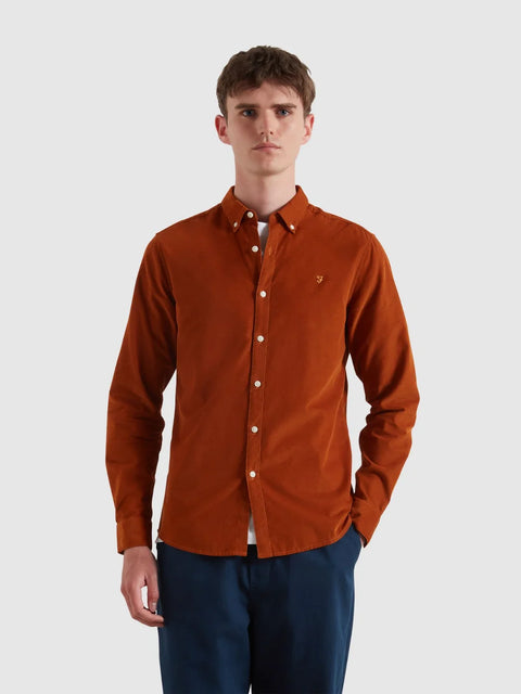 Farah F4WF9017 Fontella Cord Ls Bd In Burnt Ochre
