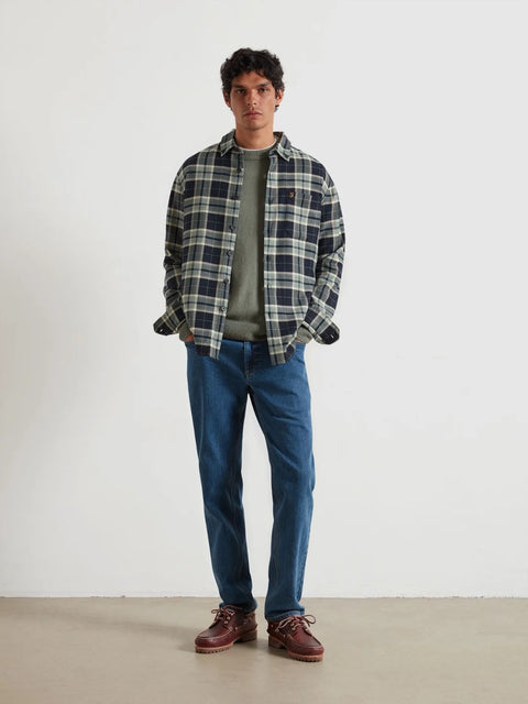 Farah F4WFF039 Christian Ls Check B In Tarragon Green