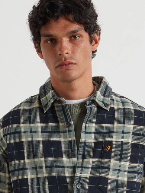 Farah F4WFF039 Christian Ls Check B In Tarragon Green