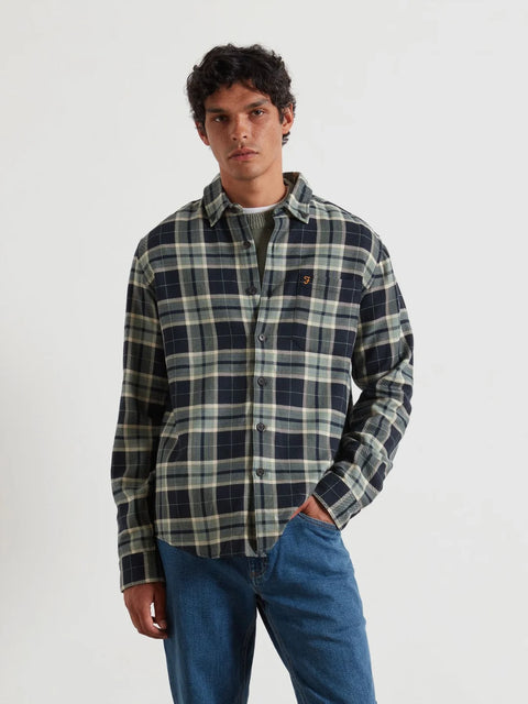Farah F4WFF039 Christian Ls Check B In Tarragon Green