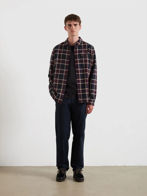 Farah F4WFF039 Christian Ls Check B In Bordeaux