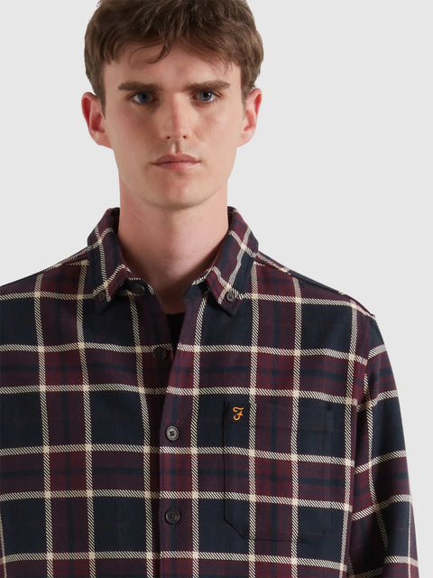 Farah F4WFF039 Christian Ls Check B In Bordeaux