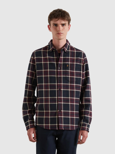 Farah F4WFF039 Christian Ls Check B In Bordeaux