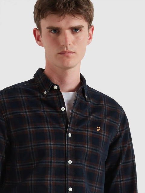 Farah F4WFF046 Fontella Cord Check In Burnt Ochre