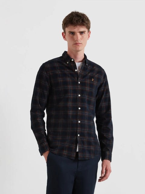 Farah F4WFF046 Fontella Cord Check In Burnt Ochre