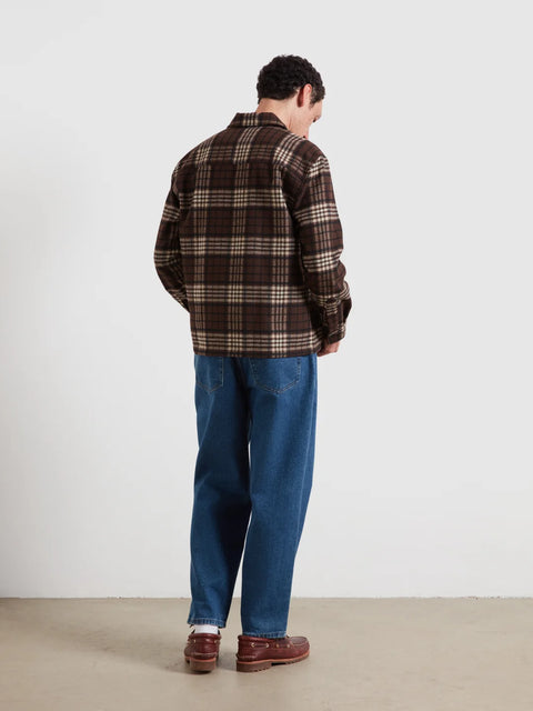 Farah F4WFG040 Asher Ls Check Zip - In Dark Brown