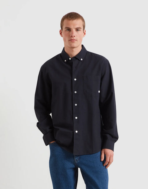 Farah F4WSG063 Brewer F Tab Ls Shirt In True Navy