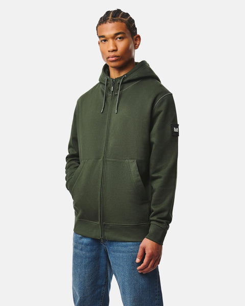 Weekend Offender Winton Zip Through Hoodie In Forest