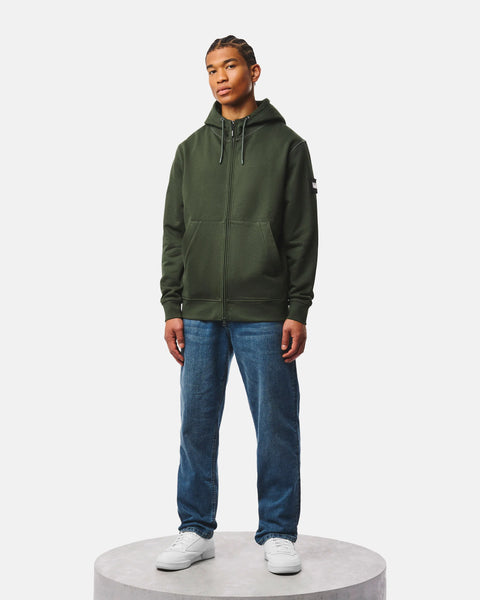 Weekend Offender Winton Zip Through Hoodie In Forest