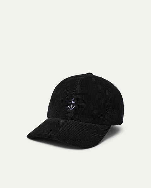 La Paz Santos Cap In Black Baby Cord/Grape Logo