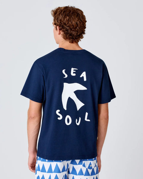 La Paz Botelho Print Comfort T-Shirt In Sea Soul Navy