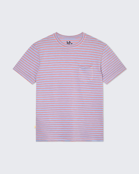 La Paz Guerreiro Expedition Pocket T-shirt In Wind Blue/Sunrise Stripes