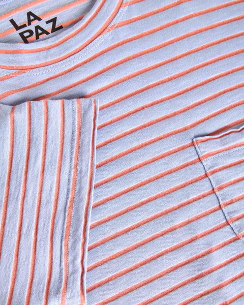 La Paz Guerreiro Expedition Pocket T-shirt In Wind Blue/Sunrise Stripes