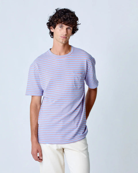 La Paz Guerreiro Expedition Pocket T-shirt In Wind Blue/Sunrise Stripes